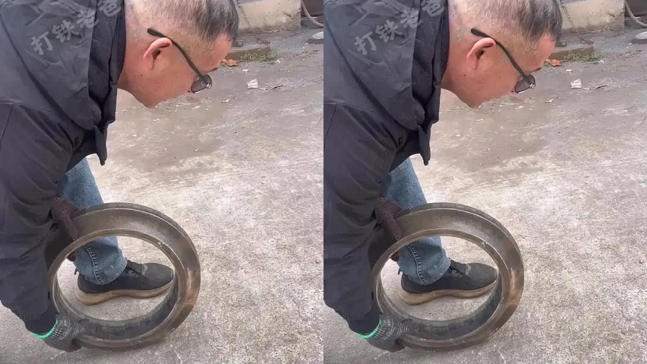 Clang clang clang, father made kitchen knives with a tunneling machine! #Blacksmithing skills