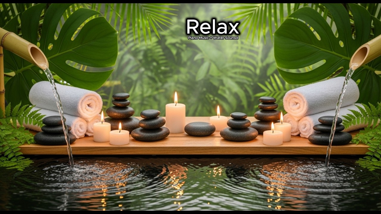Peaceful Piano with Flowing Water Sounds 🌿 Relieve Stress, Anxiety & Depression  Calm Mind & Body