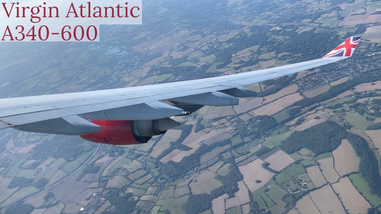 Virgin Atlantic Airbus A340-600 approach and landing at London Heathrow LHR