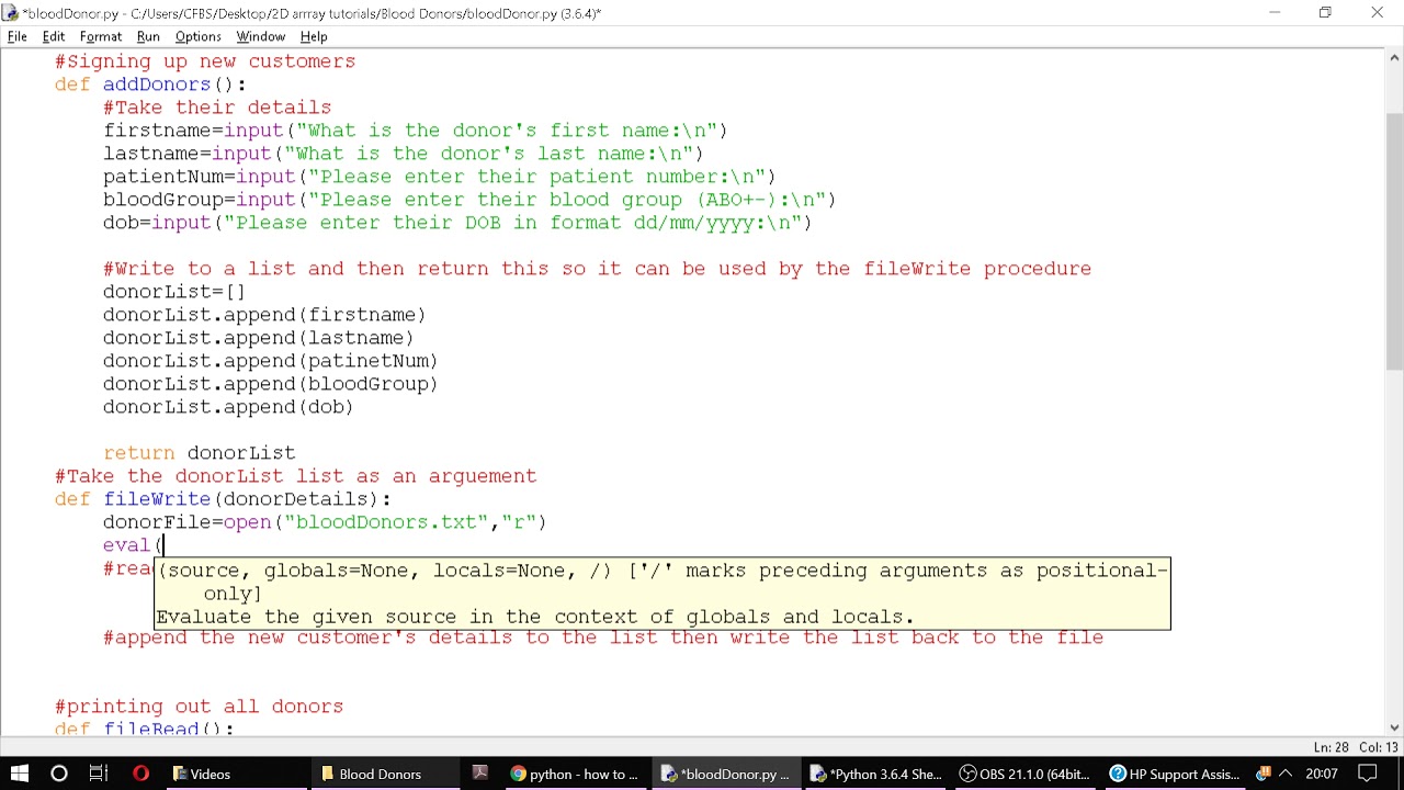 Python Tutorial 31: File writing using a 2D List