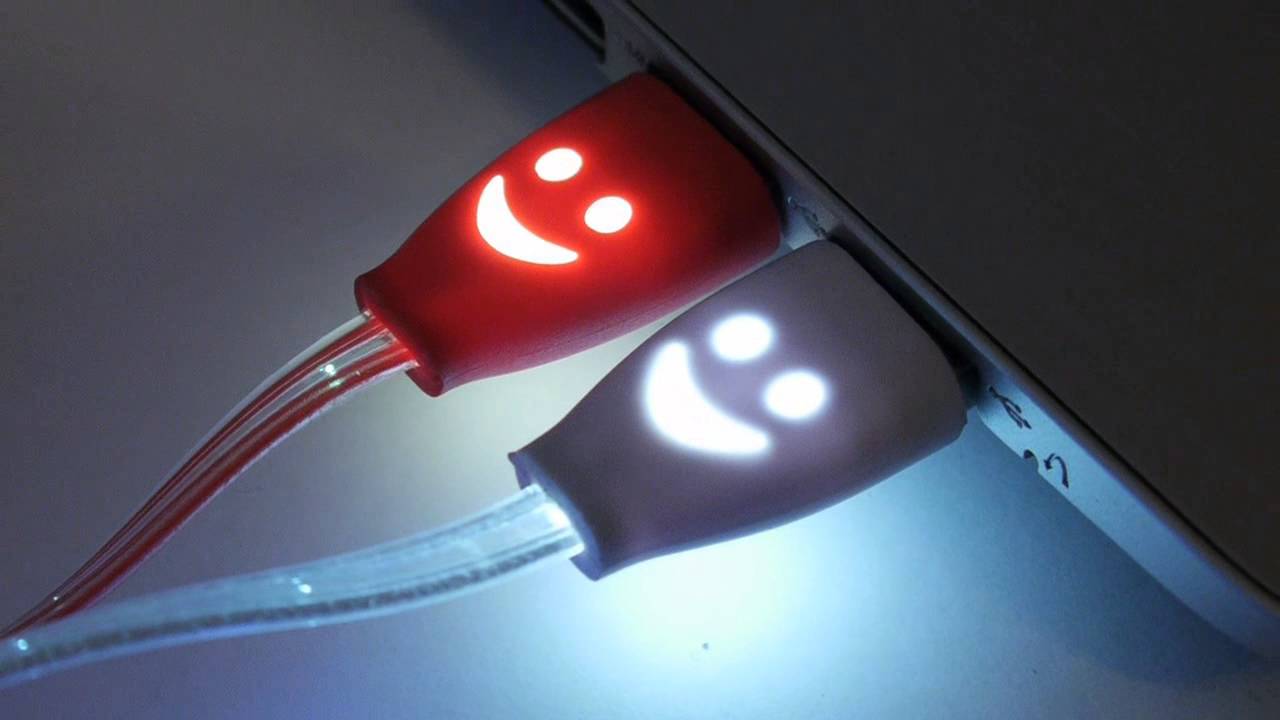 Świecące rozwijalne kable Micro USB