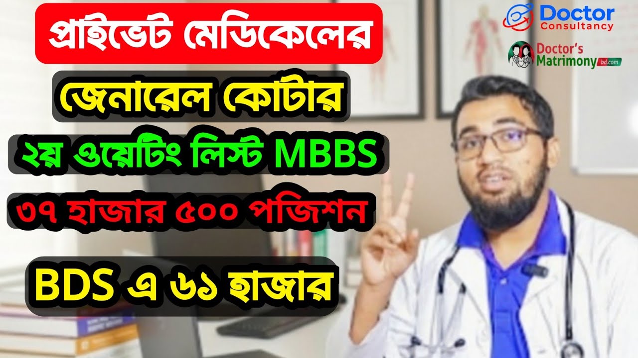 প্রাইভেট মেডিকেলের ২য় লিস্ট,ওয়েটিং ও অটোমাইগ্রেশন রেজাল্ট|৩য় লিস্ট কি দিবে?৩৪-৩৭ হাজার পজিশন পর্যন্ত