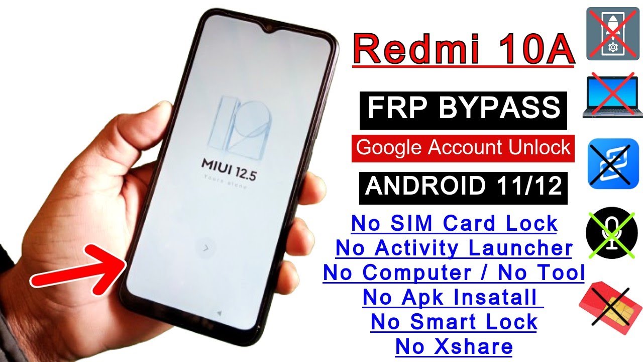 Redmi 10A FRP Bypass Without PC 2024 | Redmi 10A MIUI 12.5 FRP Lock Unlock/Google Account Bypass