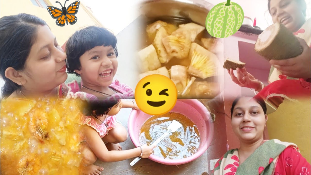 আজ এই প্রথম গোটা ইচর কেটে রান্না করলাম🍈 সাথে মুনু র😉দুষ্টুমির শেষ নেই ...l 