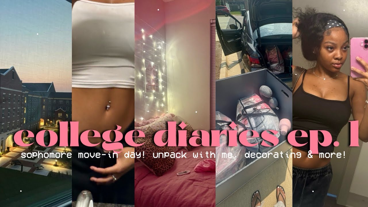 college diaries ep.1 | sophomore move-in day! unpack with me, decorating & more! 🎀. ݁⋆📦⋆୨୧ . ݁🩰