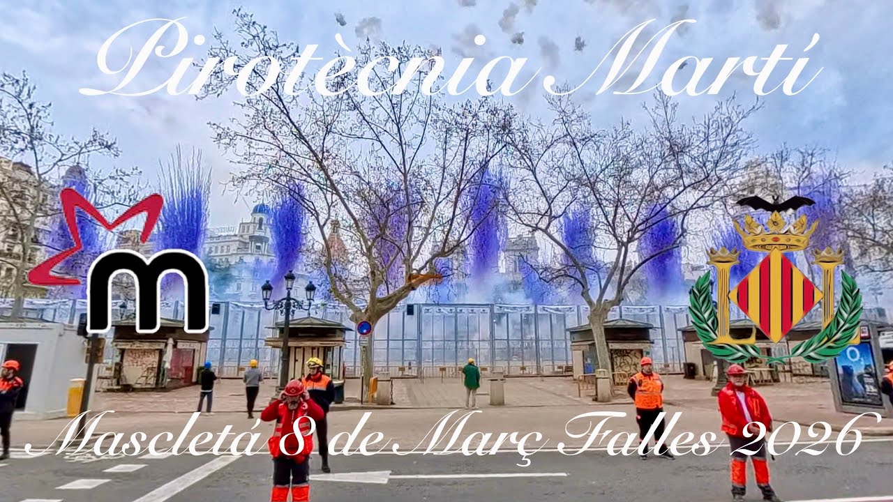 Mascletá 8 de Març de les Falles 2026 per la Pirotècnia Martí de Borriana a Castelló. Dia de la Dona