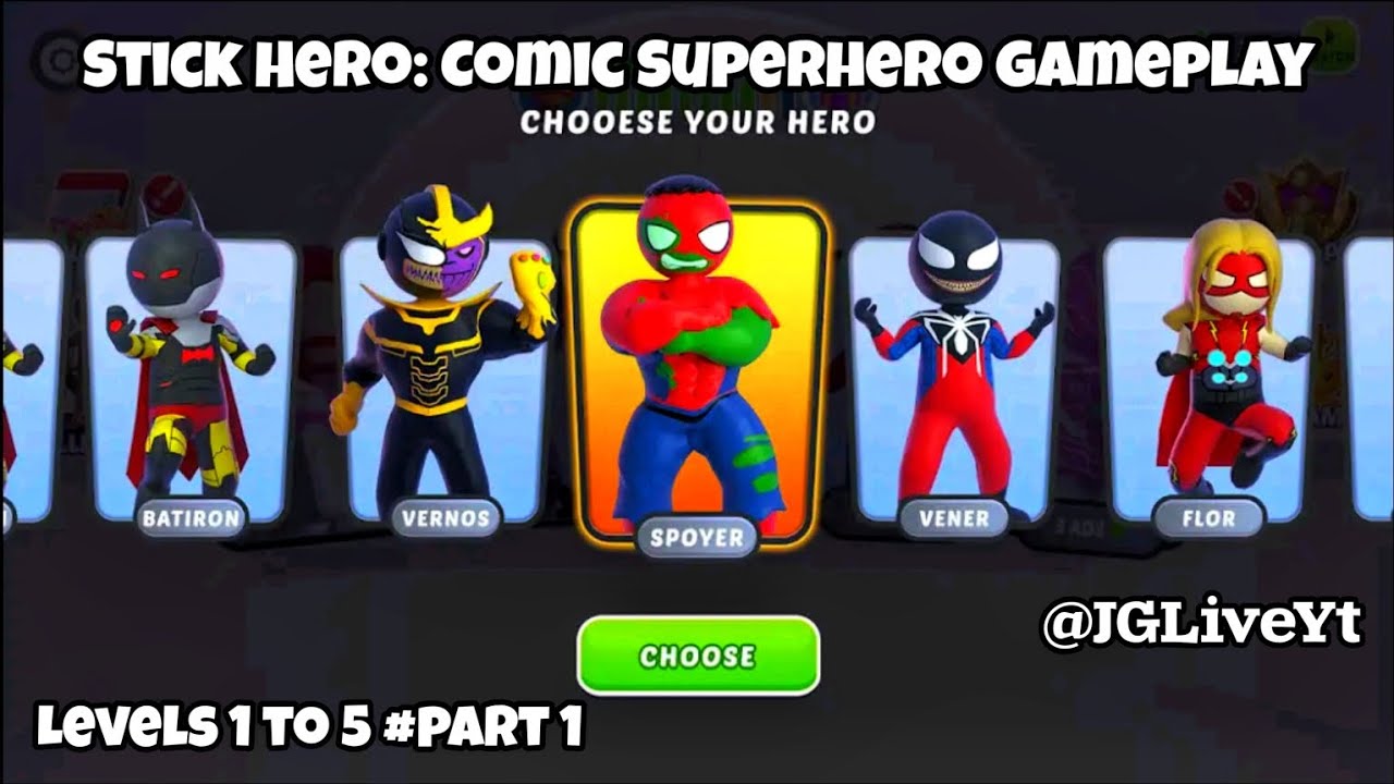 Stick Hero: Comic Superhero Walkthrough Gameplay Part 1 | JGLiveYt