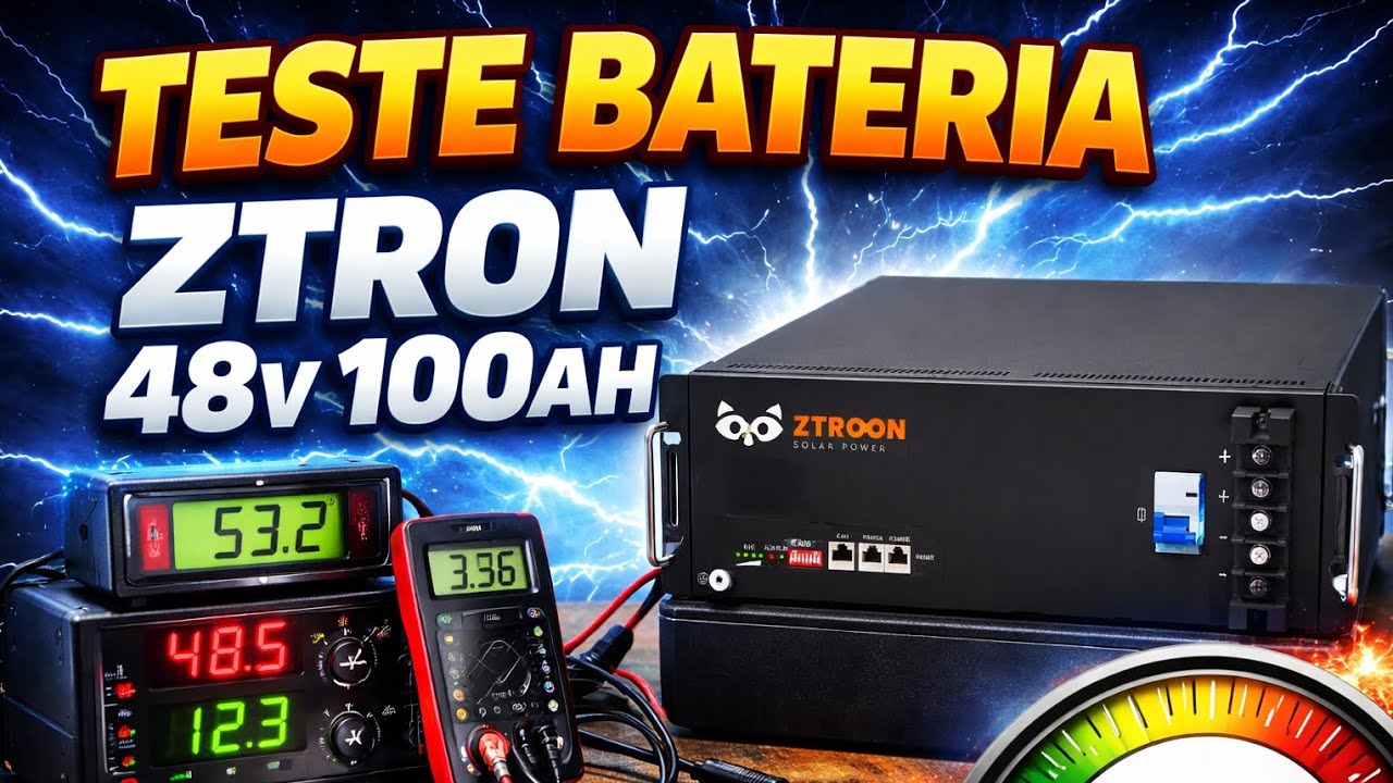 Bateria lítio lifepo4 Ztron 48v 100ah teste real