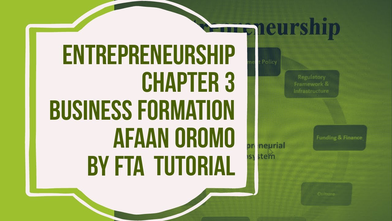 Entrepreneurship Chapter 3 part 2  by Afaan oromotin  Business Formation
