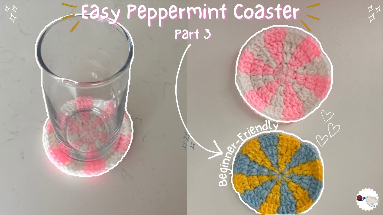 Easy Peppermint Coaster Pt.3 🍬✨ | Beginner Crochet Tutorial