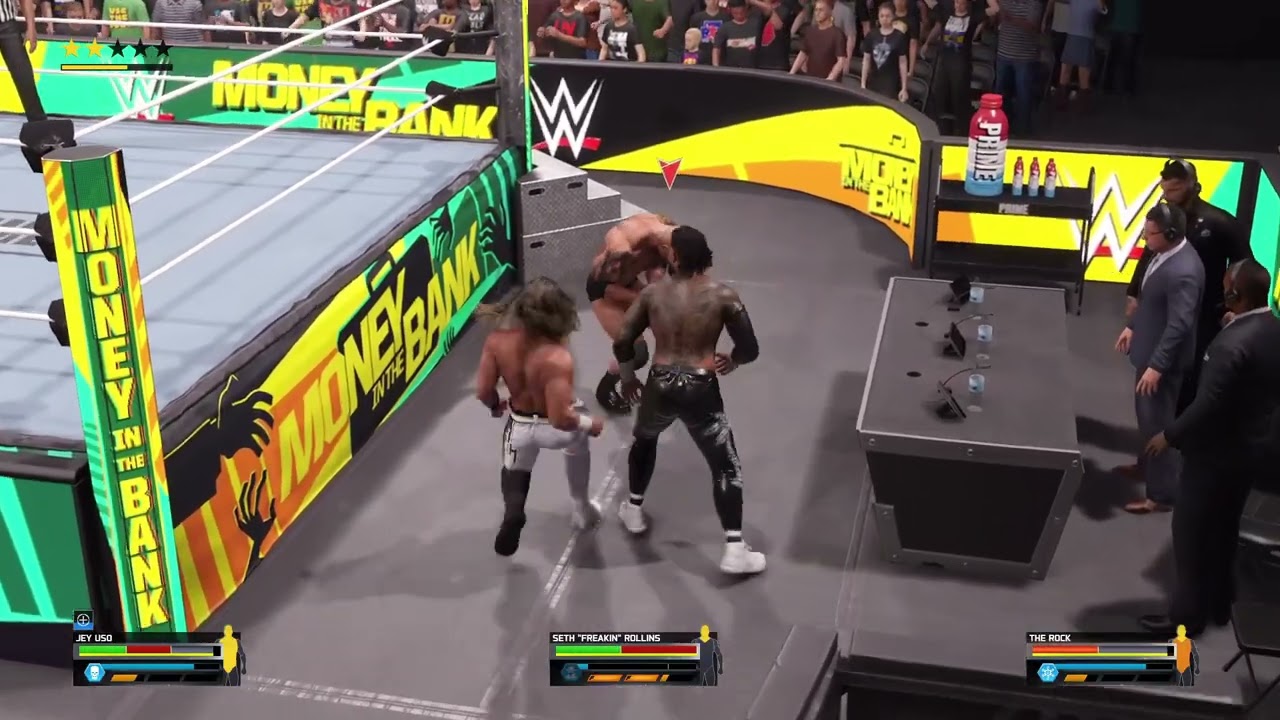 Эпический титульный матч между Роком, Сетом Роллинсом и Джеем Усо! WWE 2K25 💪🏆 #WWE2K25 #TripleTh...