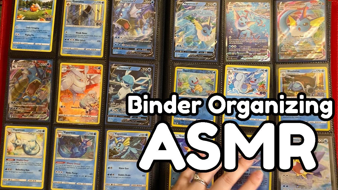 ASMR Organizing Pokemon Cards into a Binder (sorting, counting, stickers, crinkling, whispers)