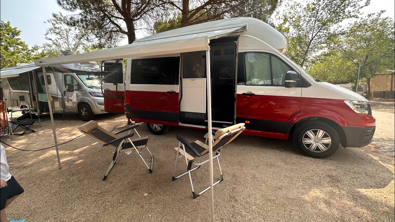VW Grand California 600 von 2023 Campingplätze auf dem Weg Berlin-Portugal