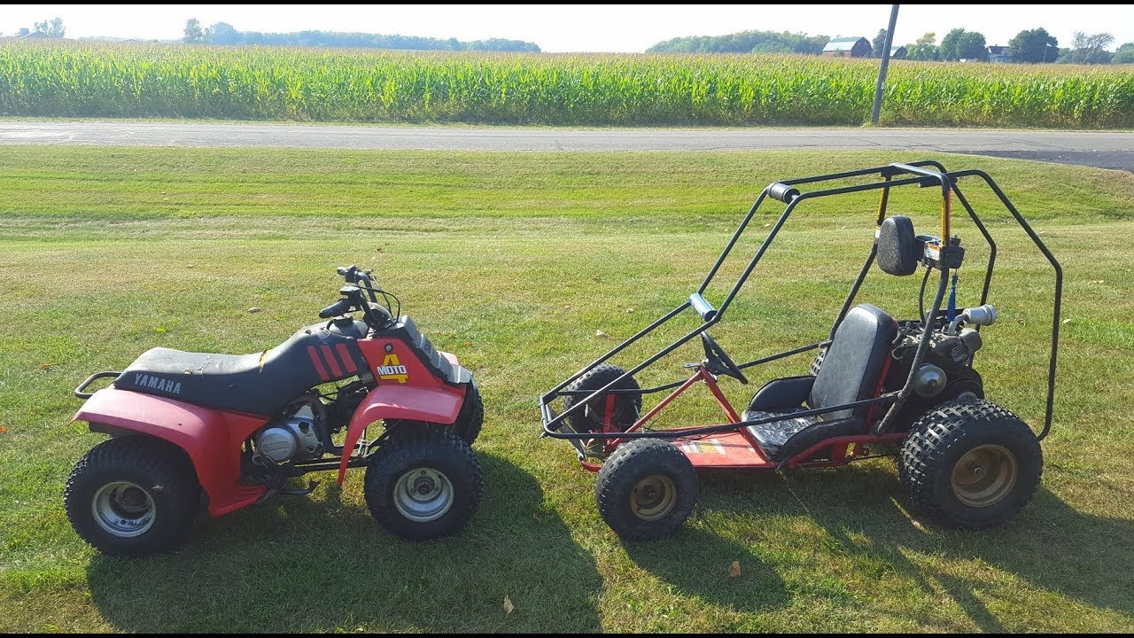 Yamaha 80cc Four Wheeler vs Go Kart!!!