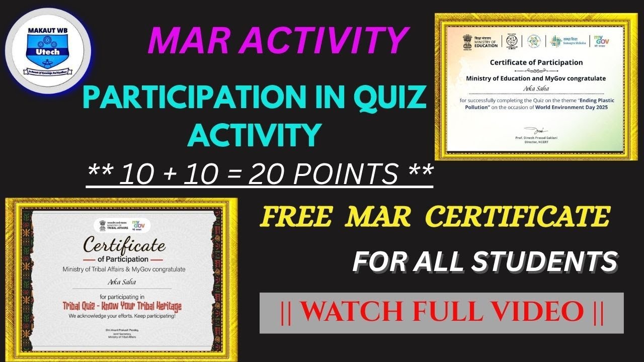 MAKAUT || MAR ACTIVITY POINTS || PARTICIPATION IN QUIZ #makaut #makautmar #maractivity #marpoints