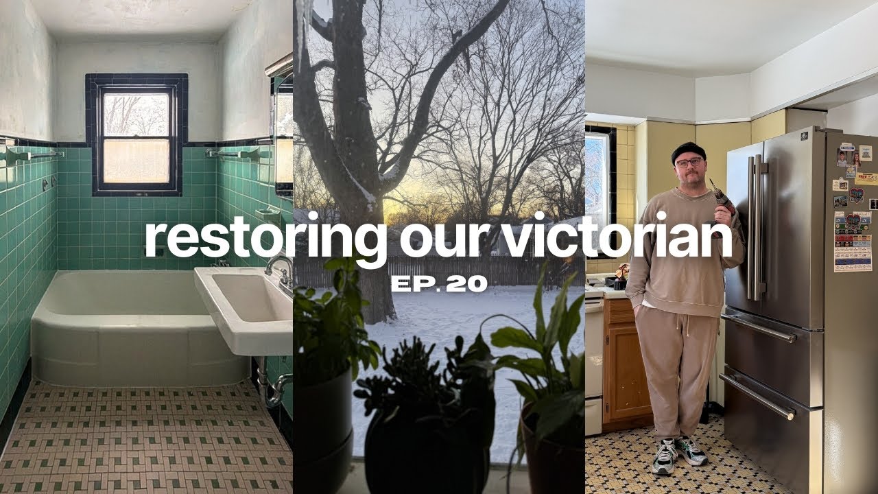 renovation vlog: vintage tile bathroom, kitchen plans & mood board, finally getting appliances!!