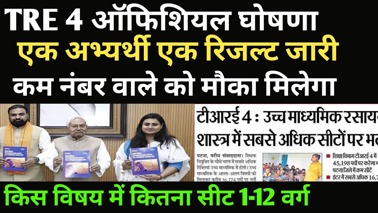 BPSC TRE 4 नया घोषणा 🛑विषयवार रिक्तियों जारी 🛑#bpsc#bpsctre4 #bpscteacher #tre4update #tre4 #bpsctre
