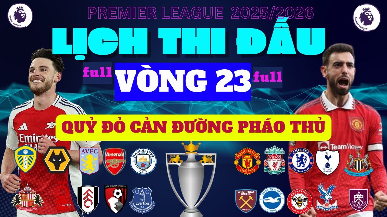 LỊCH THI ĐẤU NGOẠI HẠNG ANH VÒNG 23 (NGÀY 24/1/2026) ANH EM P.HÁO THỦ COI CHỪNG BỊ MU NGÁNG ĐƯỜNG??