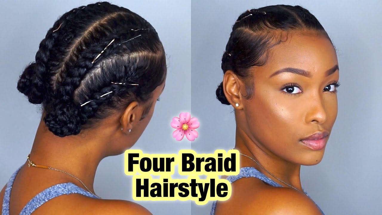 How to simple four braid hairstyle for natural hair! | FabulousBre
