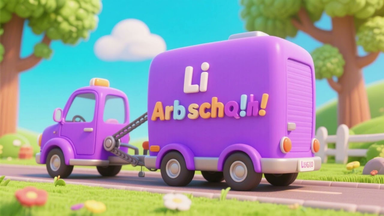 Lila Abschleppwagen-Alphabetlied – Kinderlied zum ABC lernen