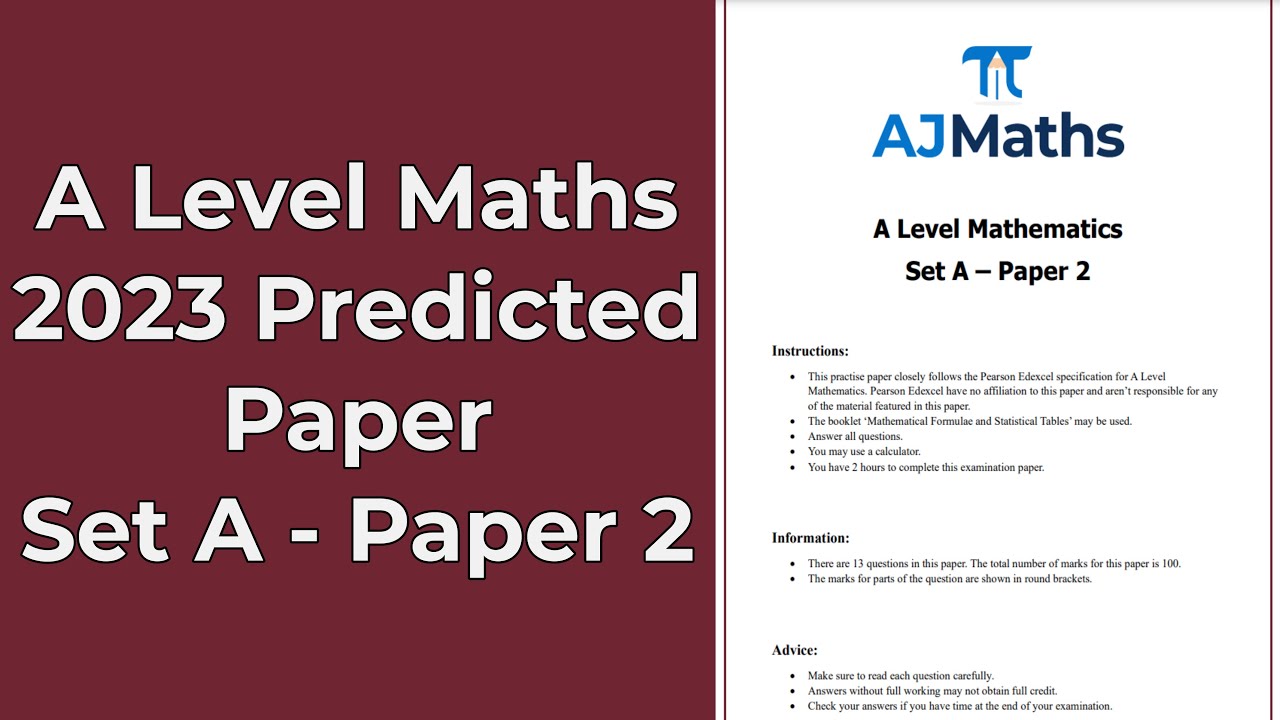 Edexcel A Level Maths | 2023 Predicted Paper 2 (AJMaths Set A - Paper 2)