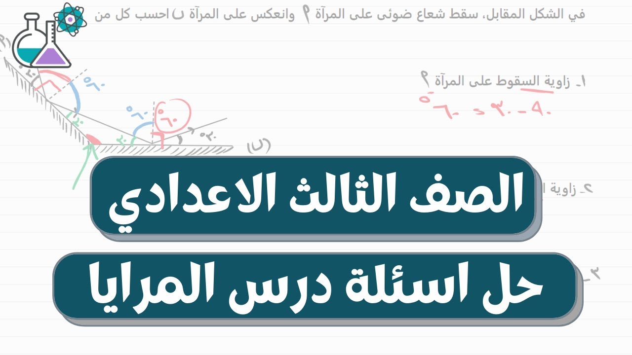 حل اسئلة درس المرايا | علوم الصف الثالث الاعدادي الترم الاول