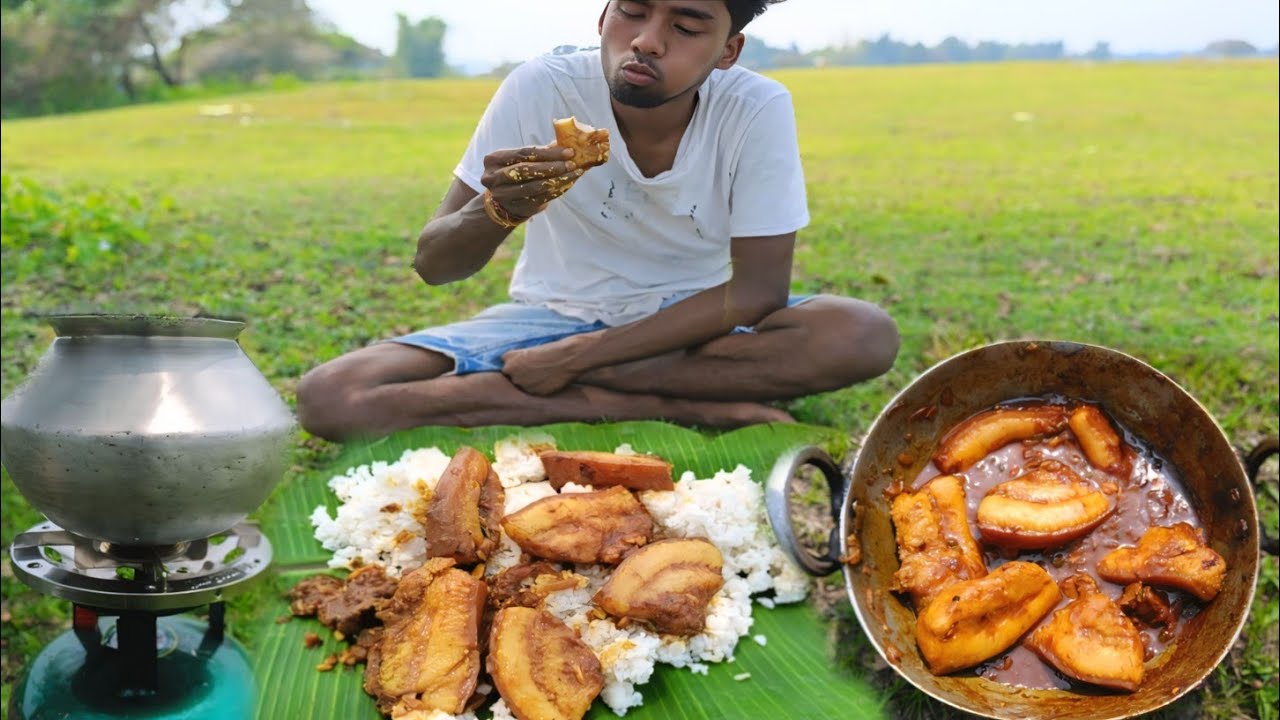 BIG SIZE PORK Cooking And Eating in Village Style Making | Assam Eating Show
