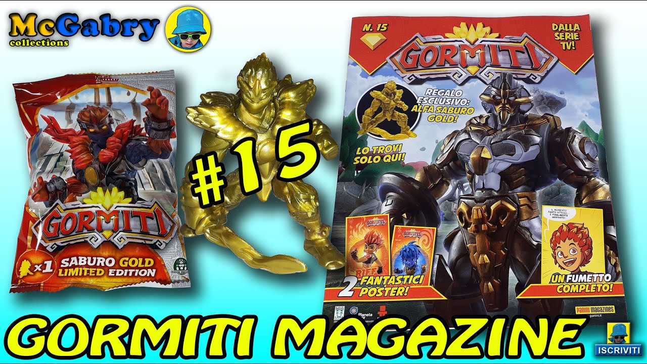 GORMITI MAGAZINE n°15 CON ALFA SABURO GOLD LIMITED EDITION-UNBOXING EDICOLA