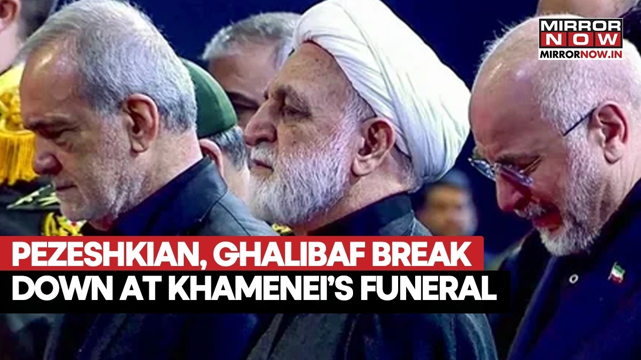 Iran Parliament Speaker Breaks Down In Tears At Khamenei Funeral | Emotional Tehran Farewell | WATCH