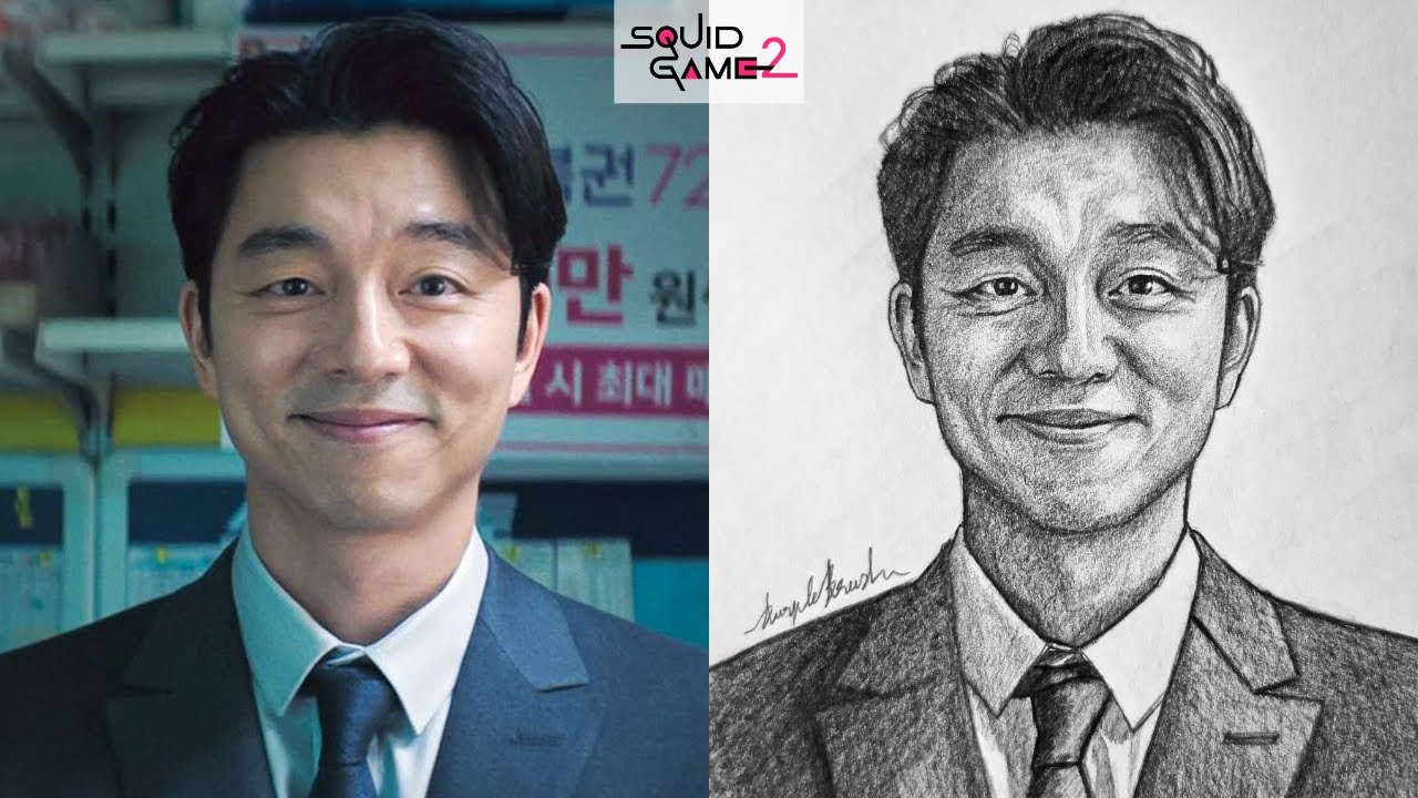 How to draw Squid Game Salesman - Gong Yoo | Step by Step Drawing Tutorial