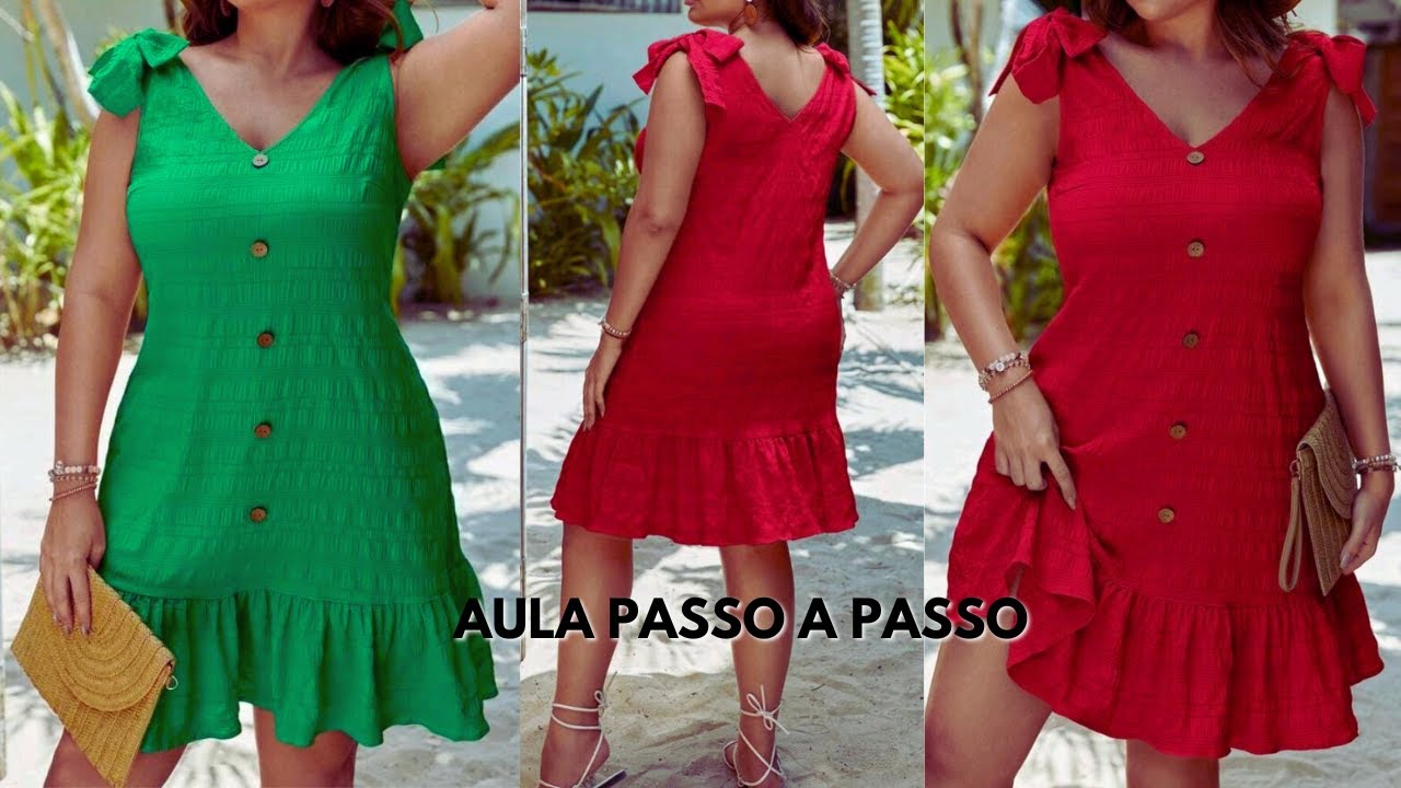Vestido Elegante Com Babado, Passo a Passo [Sem Molde]