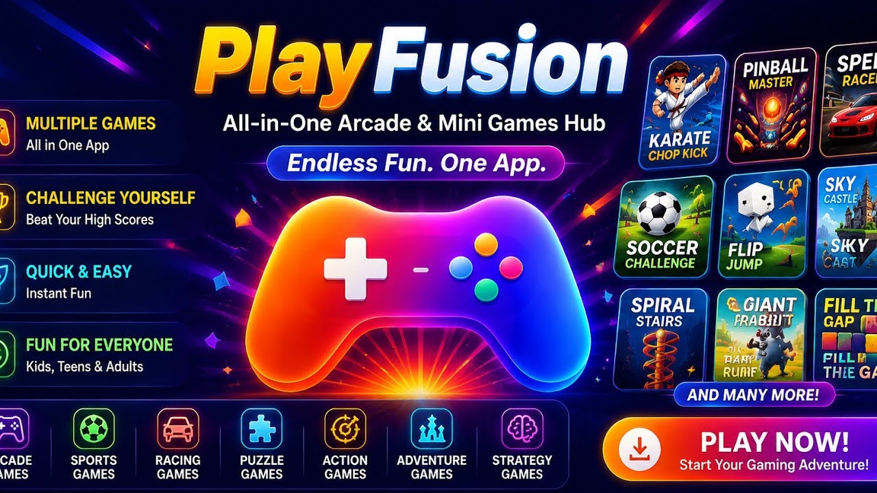 🎮 PlayFusion &ndash; All-in-One Arcade & Mini Games Hub | Endless Fun in One App 🚀