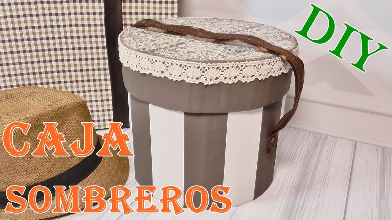 Caja para sombreros hecha con cartón. Reciclar cartón. Cartonaje