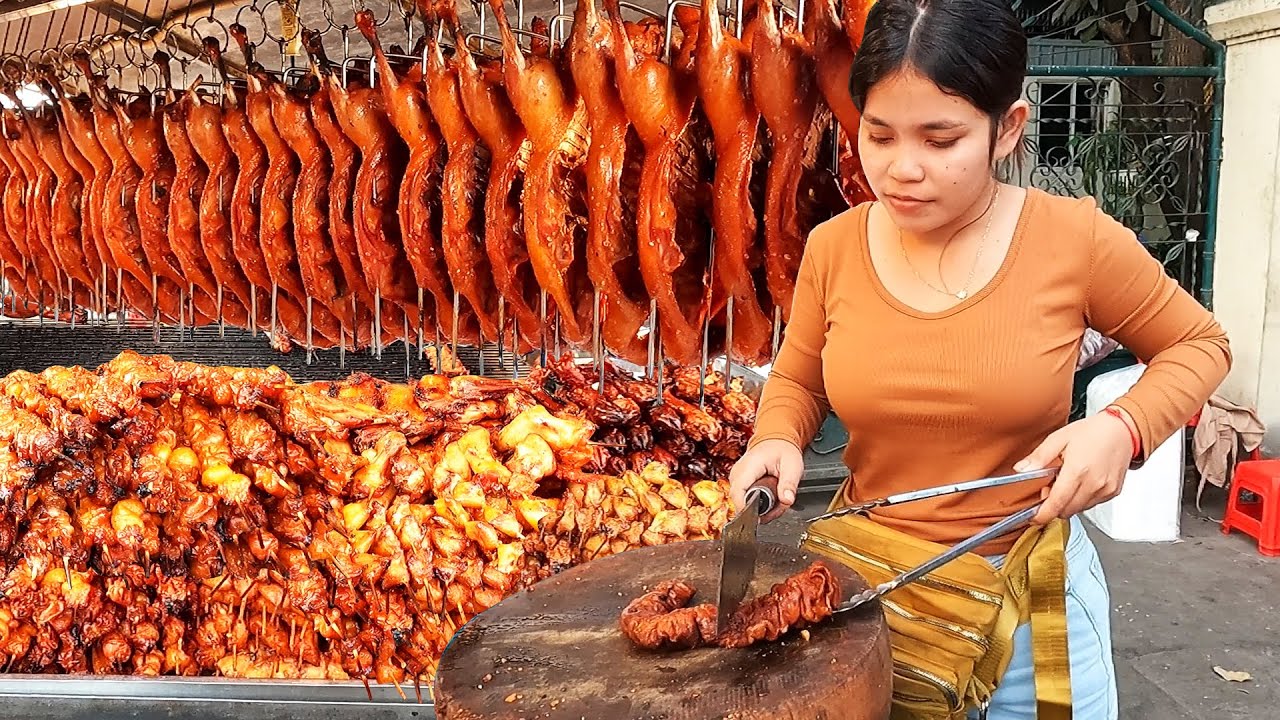 The king of barbecue stall! BBQ Pork, duck, chicken & more - Cambodia