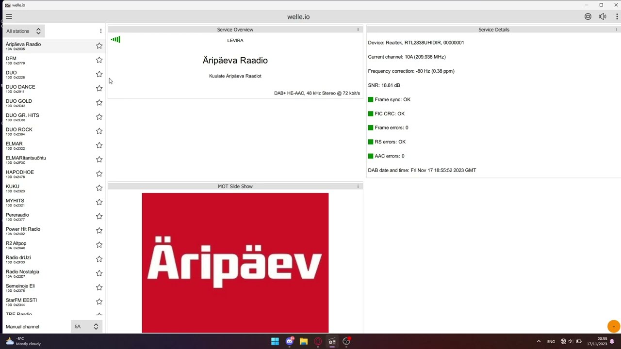 Updated DAB+ Bandscan in Tallinn, Estonia