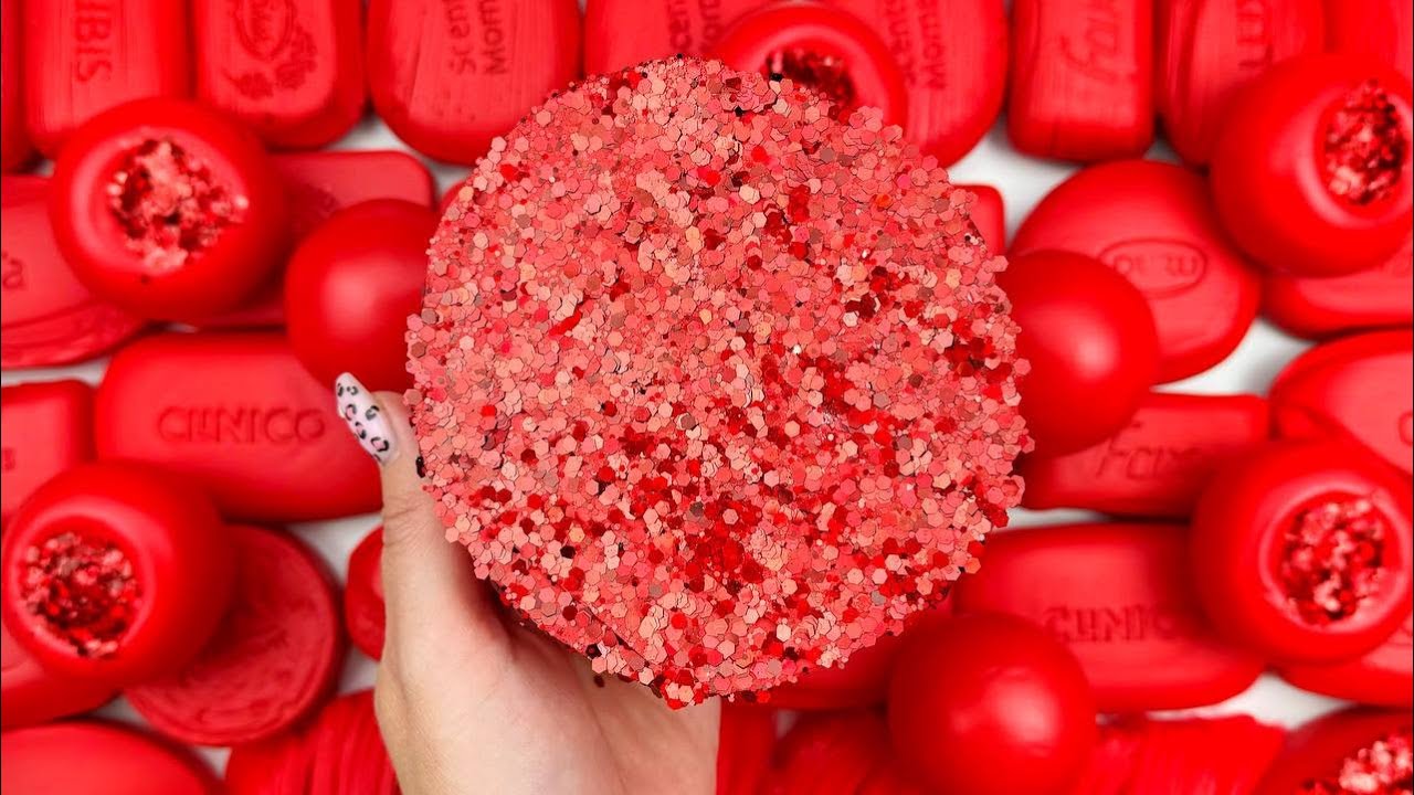 ASMR★Soap boxes with foam glitter & starch★4K★