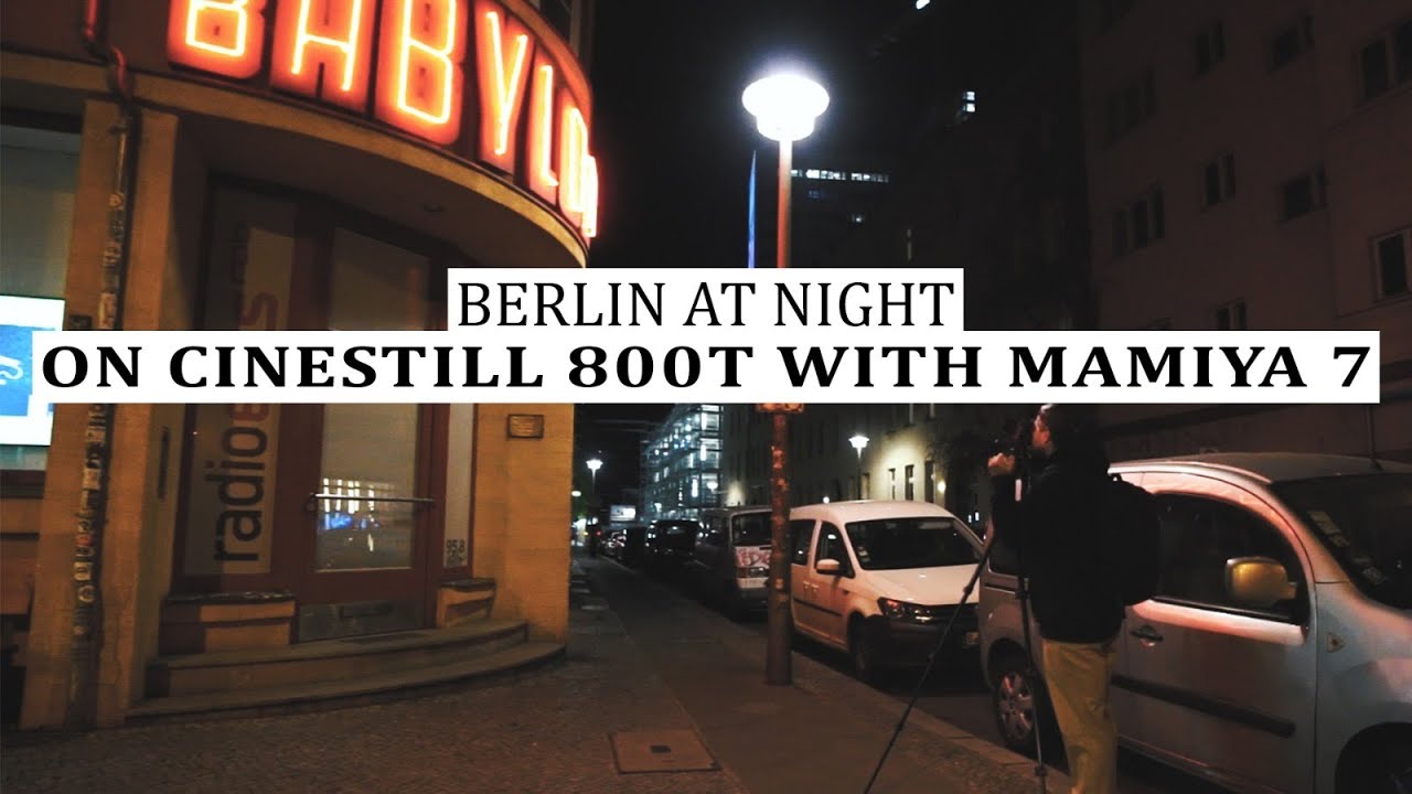 Berlin at night on Cinestill 800t with Mamiya7