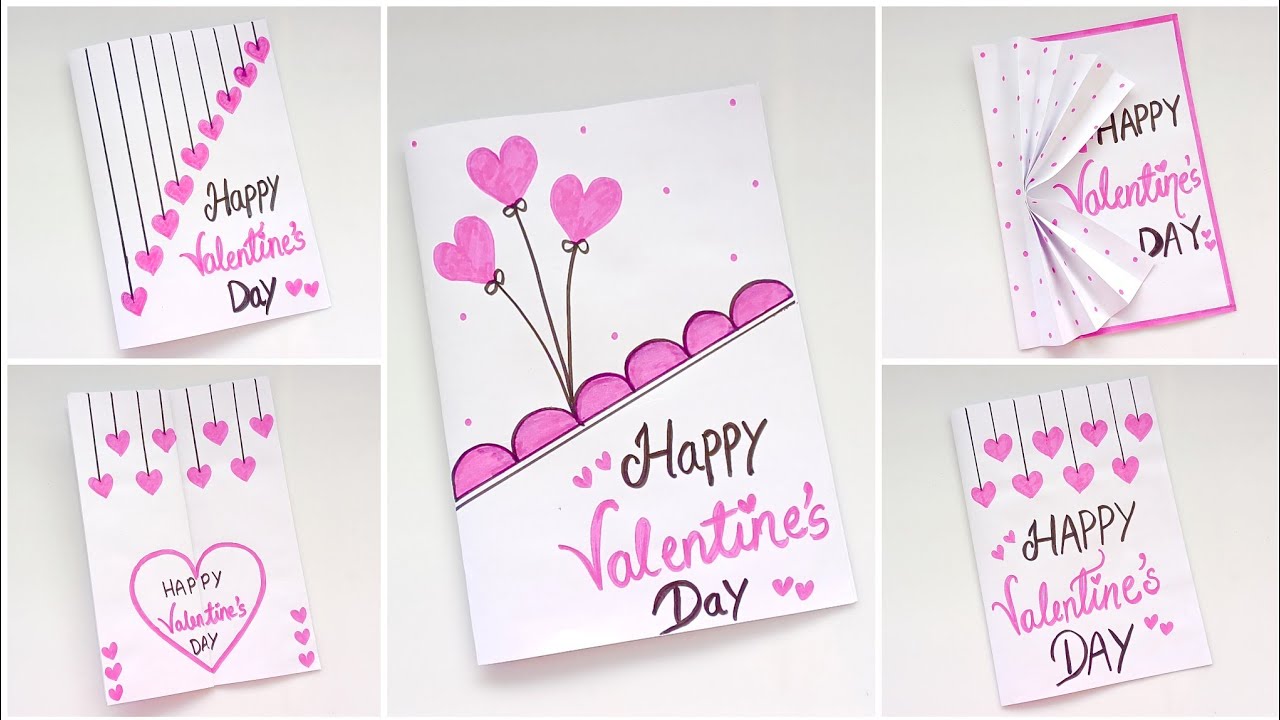5 easy and beautiful valentine's day card • how to make valentine day card • valentine's day card 