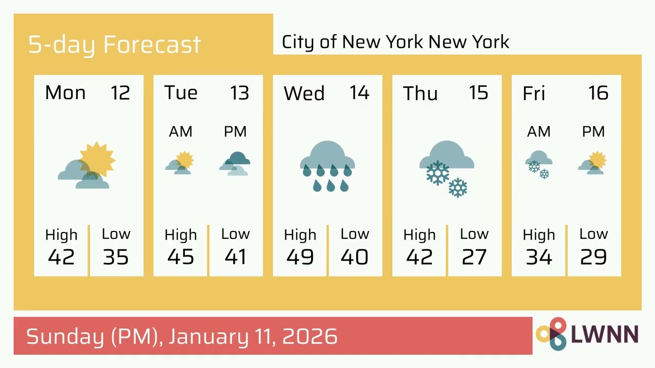 Weather in City of New York New York - Sunday, Jan 11, 2026