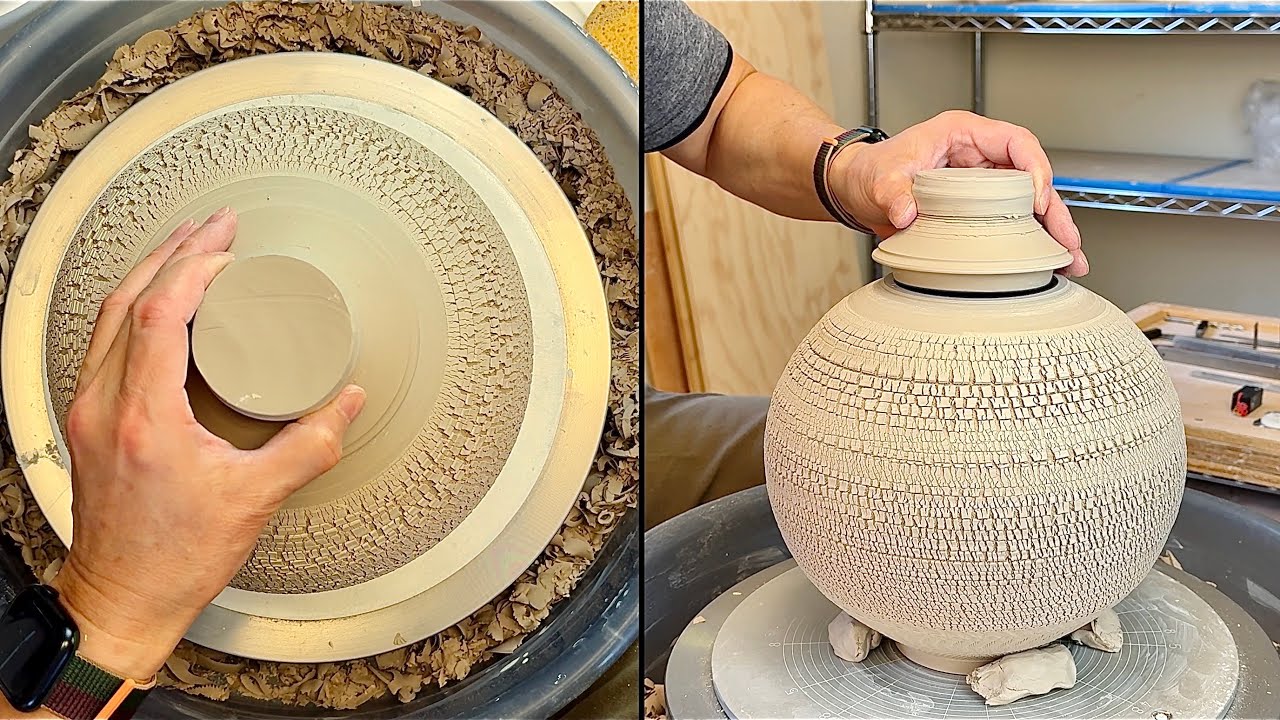 860. Trimming a 6 Lb Sodium Silicate Texture Covered Moon Jar with Hsin-Chuen Lin