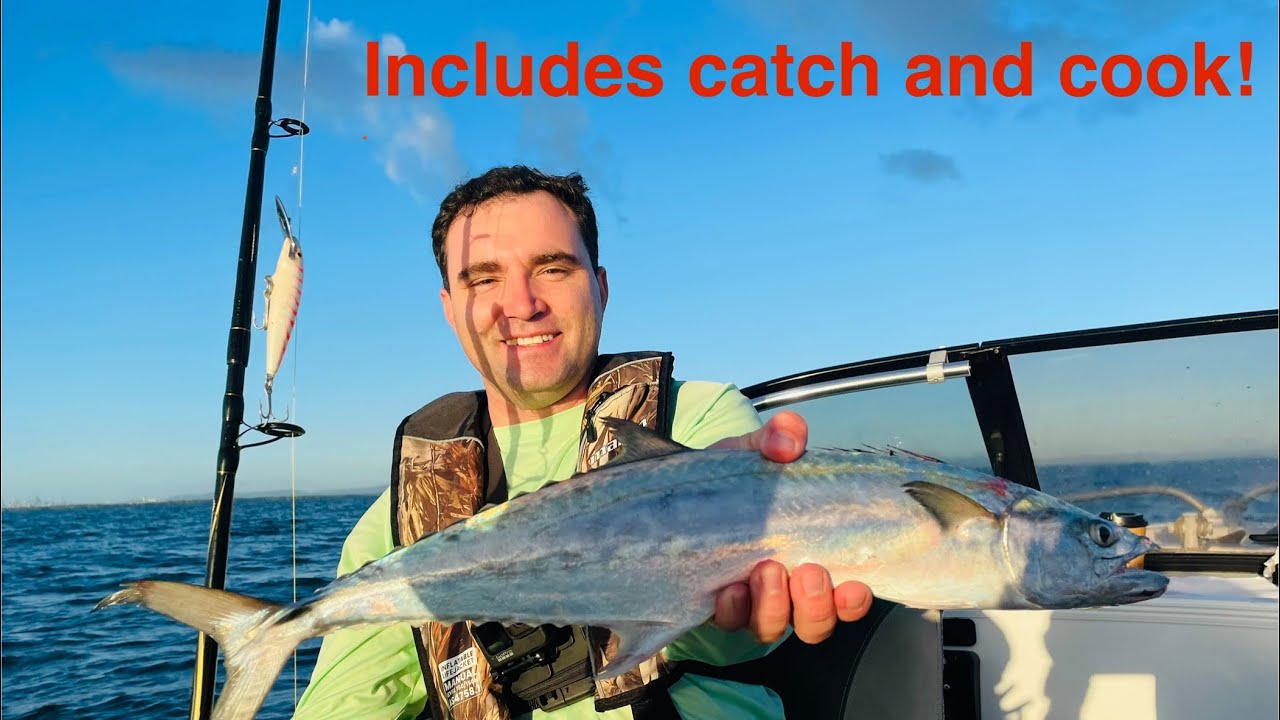 Moreton Bay School Mackerel fishing - First Catch and Cook!