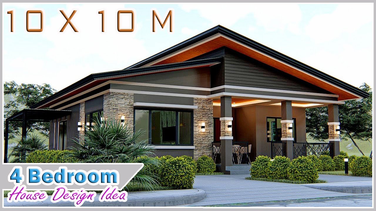SMALL HOUSE DESIGN| 10x10 Meters (32.8 x 32.8 ft) | 4 Bedroom House