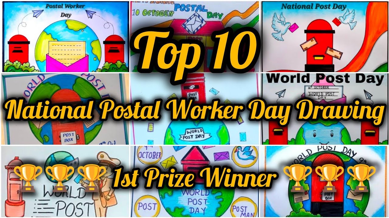 Top 10 National Postal Worker Day Drawing ideas/National Post Day Drawing/World Post Day Best Poster
