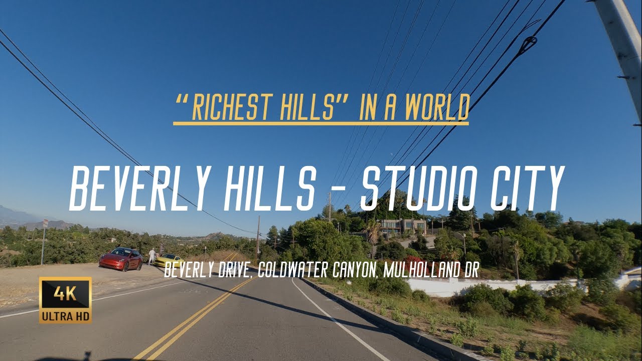 Beverly Hills to Studio City road. Beverly Dr, Coldwater Canyon Dr, Mulholland Dr. Los Angeles tour