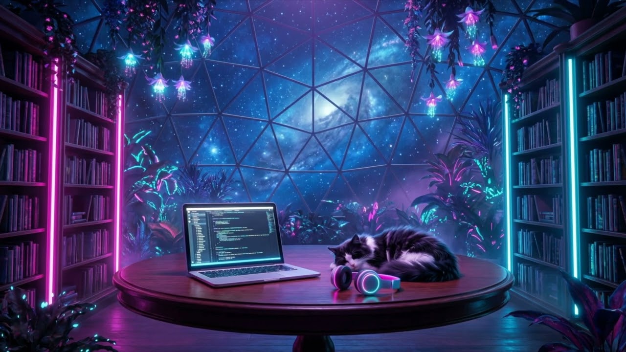 The Cat’s Secret Library | 1 Hour of Lofi to Study Relax - DMCA Free