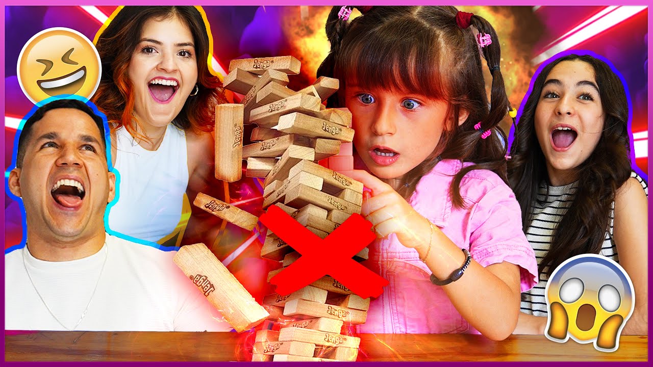 RETO DE JENGA @LARACAMPOS Y @LosMeniquesDeLaCasa | Saritah Bebé (videos divertidos para niños)