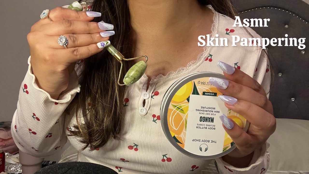 ASMR- Skin Pampering before sleep, #mouthsounds #handmovements #asmrwhisper #skincare #makeup #asmr