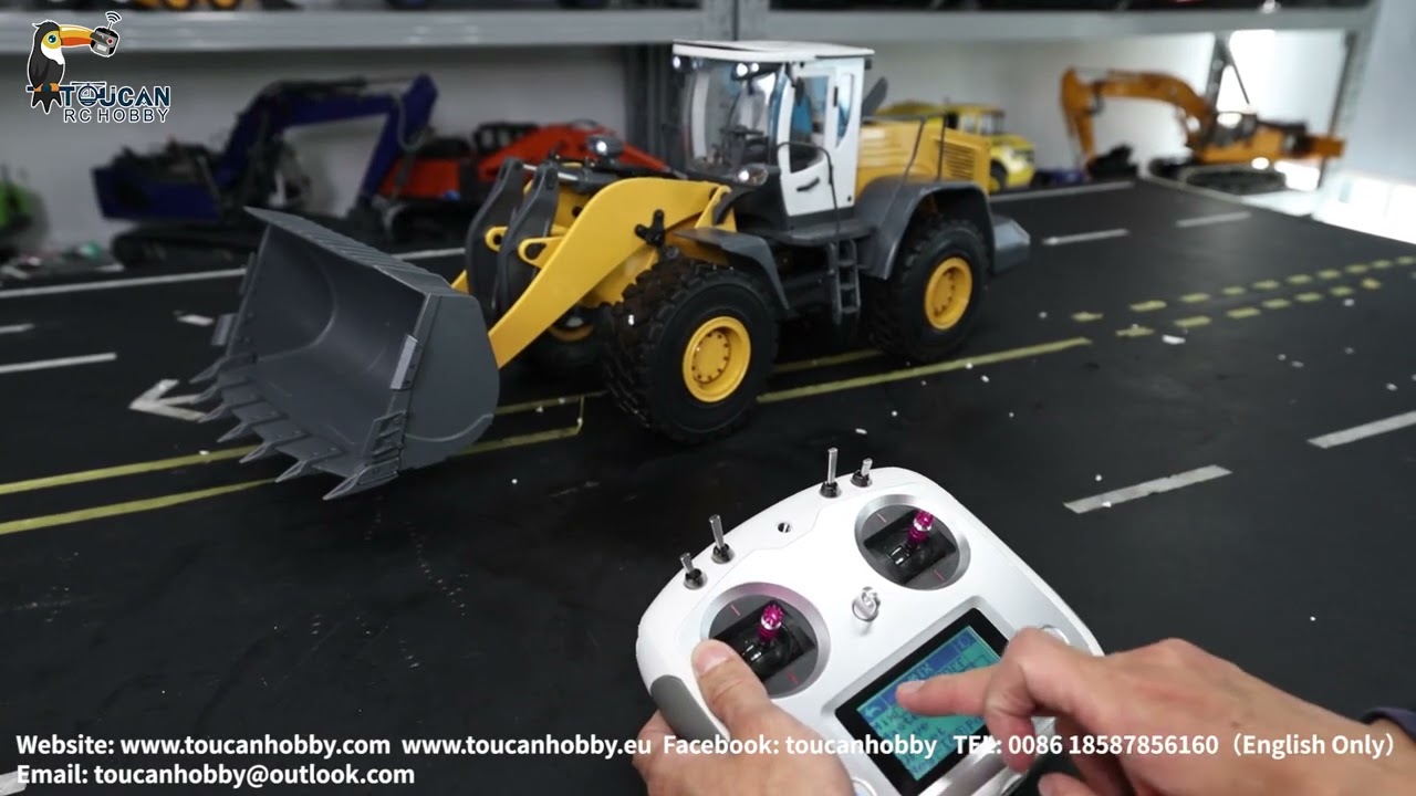 How to operate JDM-88 870K Metal 1/14 RC Hydraulic Loader, check radio settings.