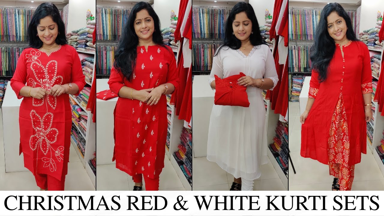 🎄 Christmas Collection 2025 | Red & White Kurtis & Top Bottom Sets 🎄Part 2 