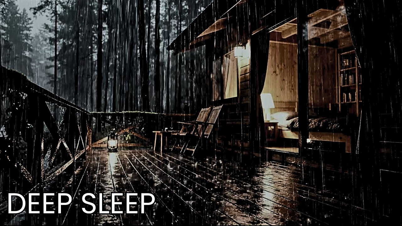 Sleep Faster Tonight 😴 Gentle Rain & Dark Cabin Atmosphere (No Music)